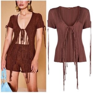 NWT Cult Gaia Daisy Knit Top Brown